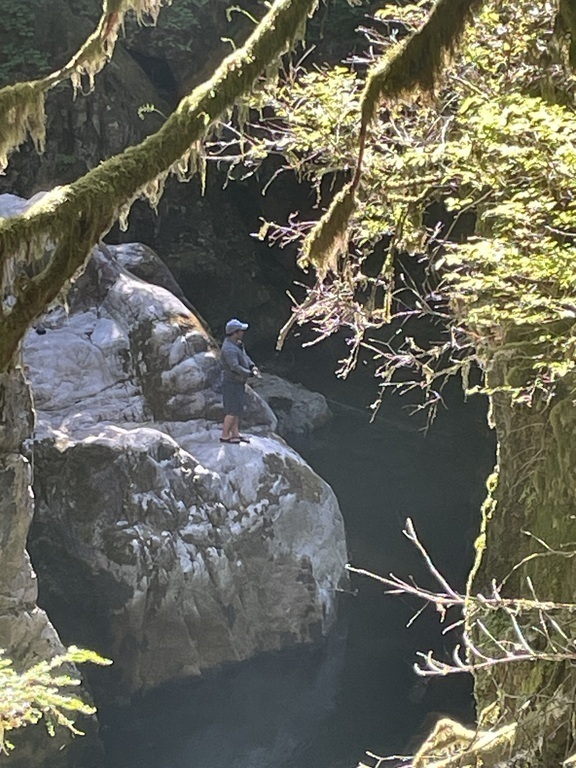 Fishing for salmon, trout and steelhead in Capilano River Regional Park,10 km from our home