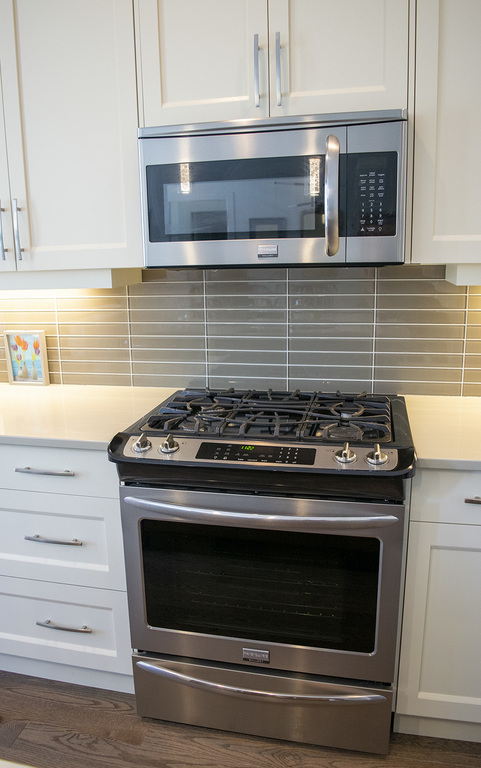 gas range and microwave