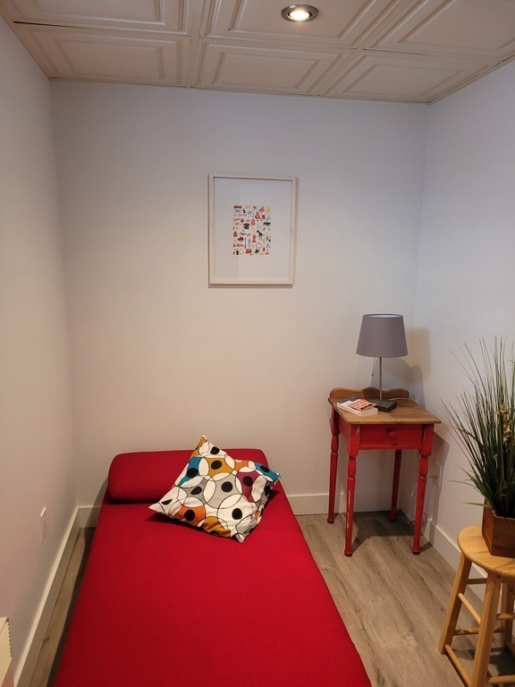 3rd bedroom in the basement with comfortable sofa bed / 3e chambre au sous sol avec canapé lit confortable