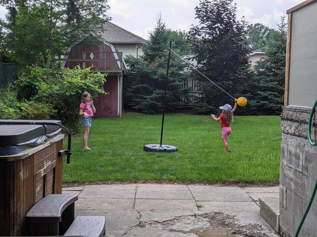 Spacious yard with hot tub