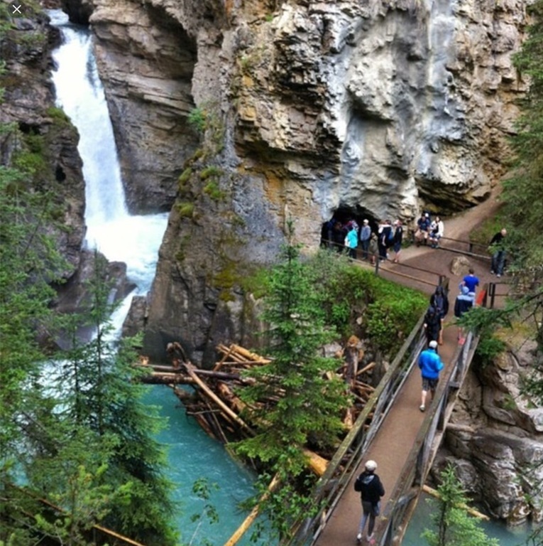 Johnson canyon. 105 min drive, 157 km from our house..