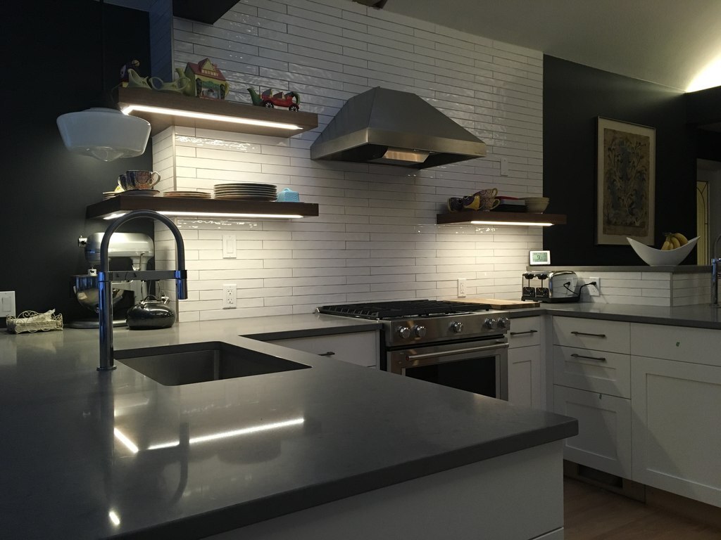 Kitchen, all new in April, 2018.  LED lights for nights.  6 skylights for sunny days! Everything replaced!