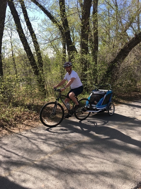 Bicycling in April to Calgary zoo.  8km trip to zoo.