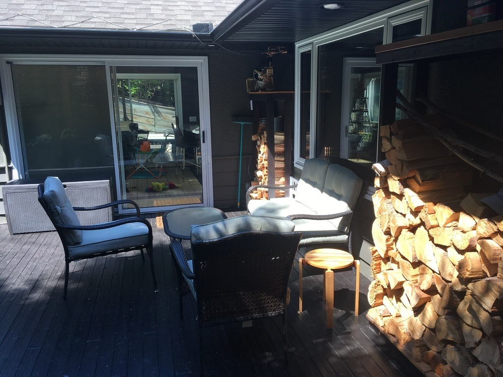 East side deck gets enough shade during the afternoon.  Fab place to relax when it's hot! Gas outdoor grill on west deck.