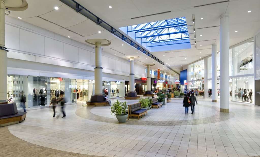 Chinook mall, 5 minutes by car, 10 min by bike.  Calgary's biggest shopping mall.