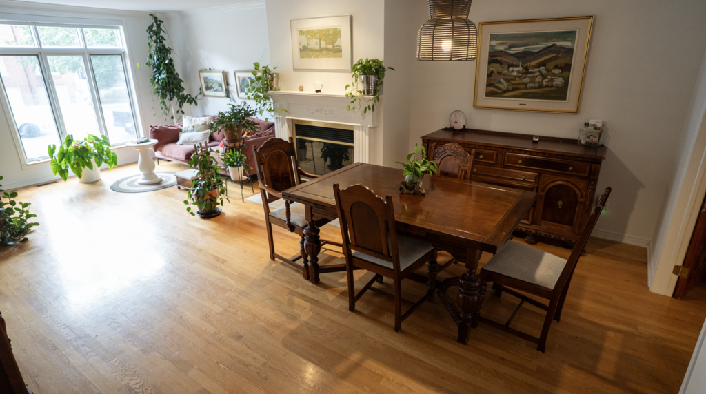living room and dining room