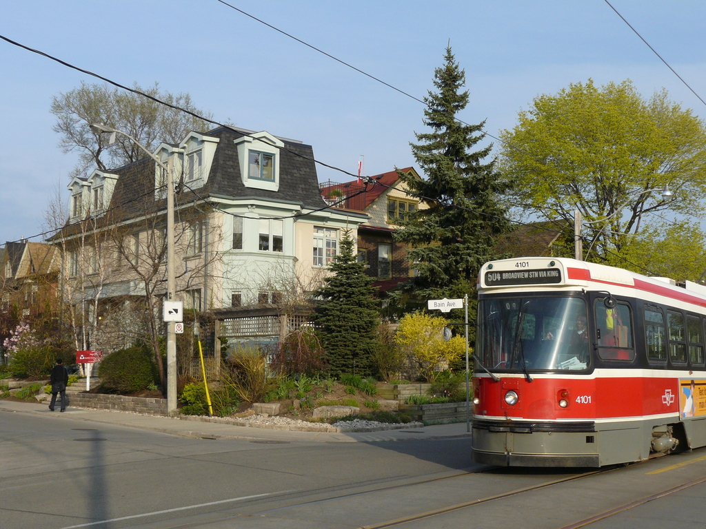 Broadview Ave. at the top of our street where  streetcars head to the subway