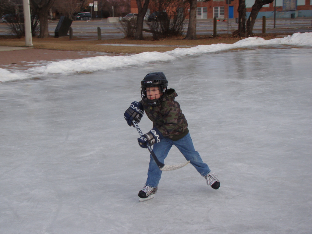 Winter skating rink across the street from our house