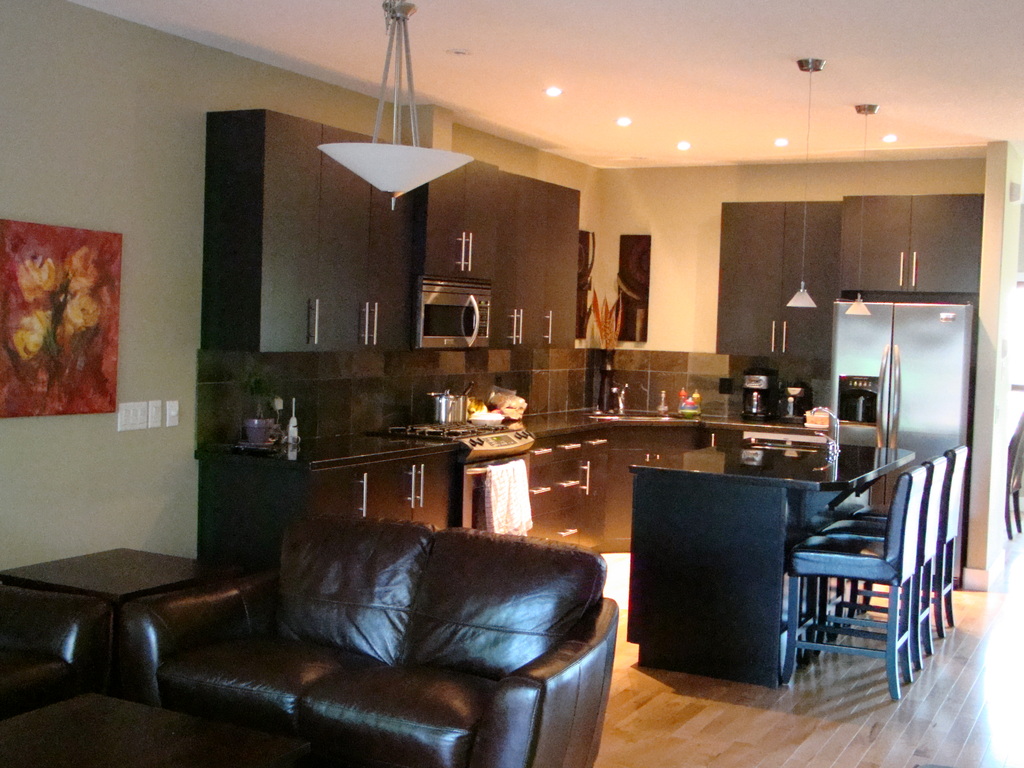 Kitchen and open sitting area