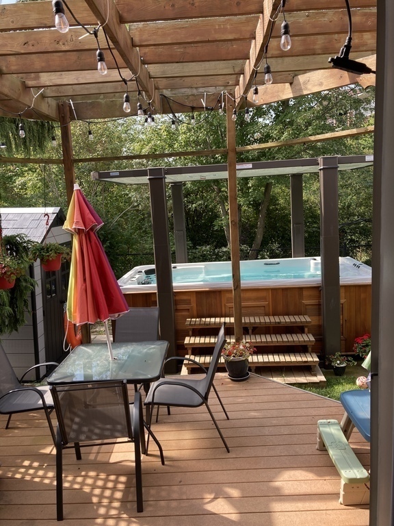 Warm salt water water every season. Turn on the water jets to swim laps or relax.