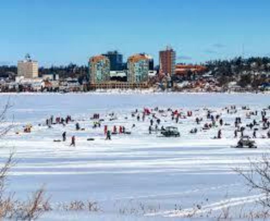 Ice-fishing on the bay