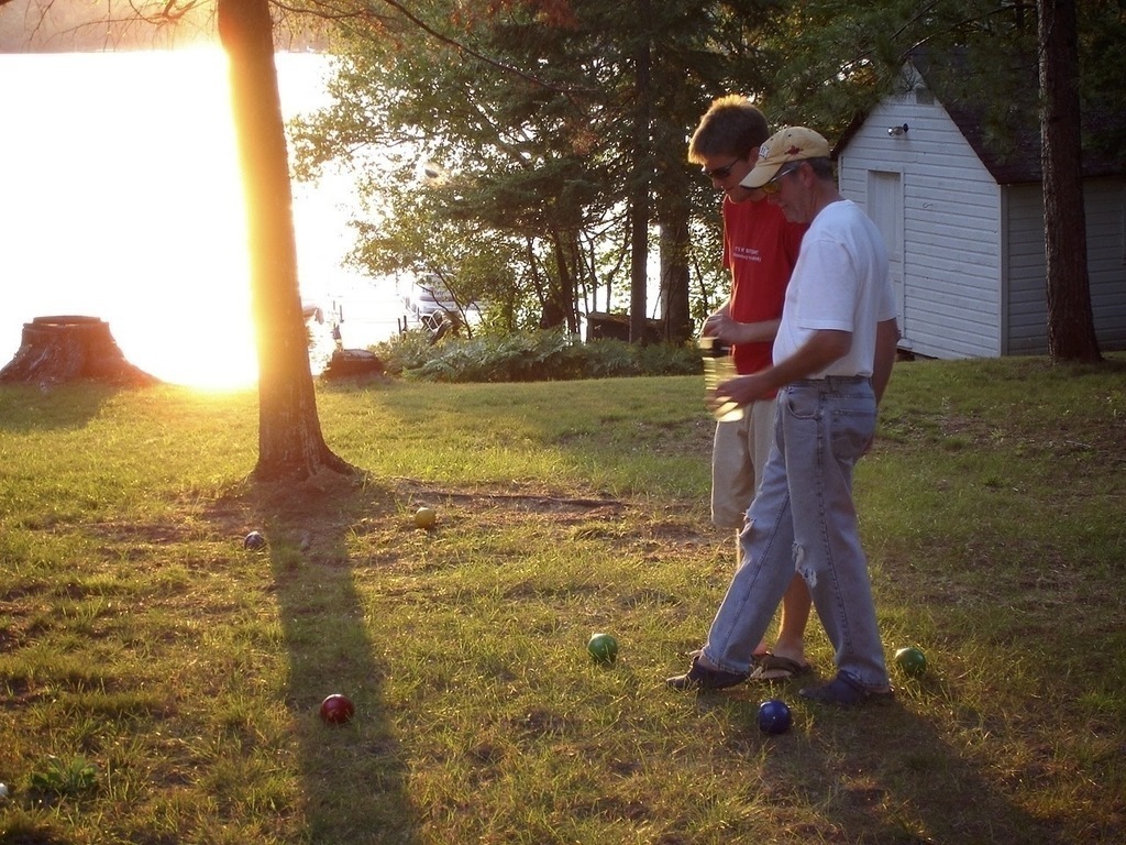 A relaxing game of bocce ball before dinner