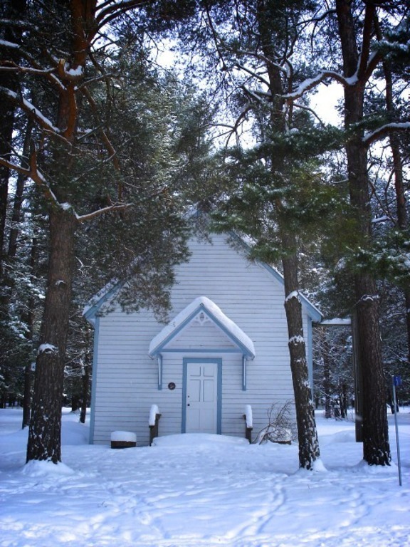 Old Church on the path by the lake