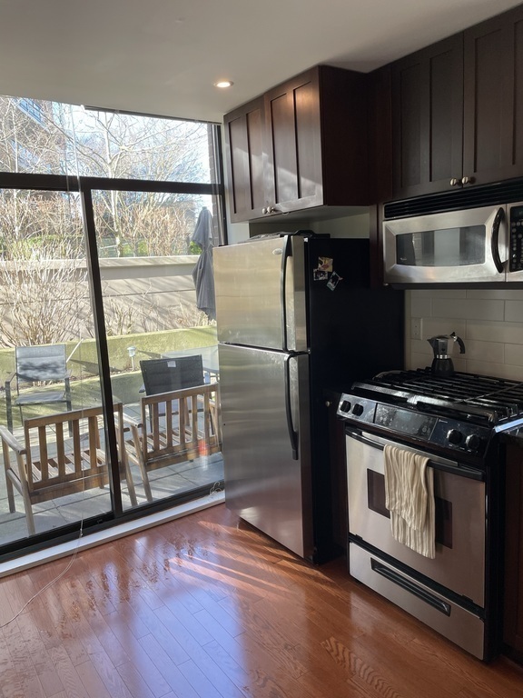 Kitchen and outdoor dining area.