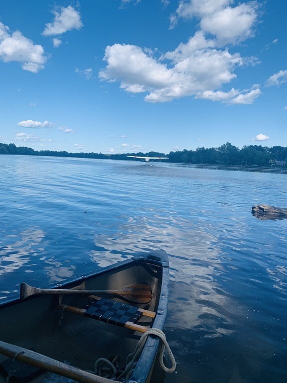 Canoë on the river in front of our home