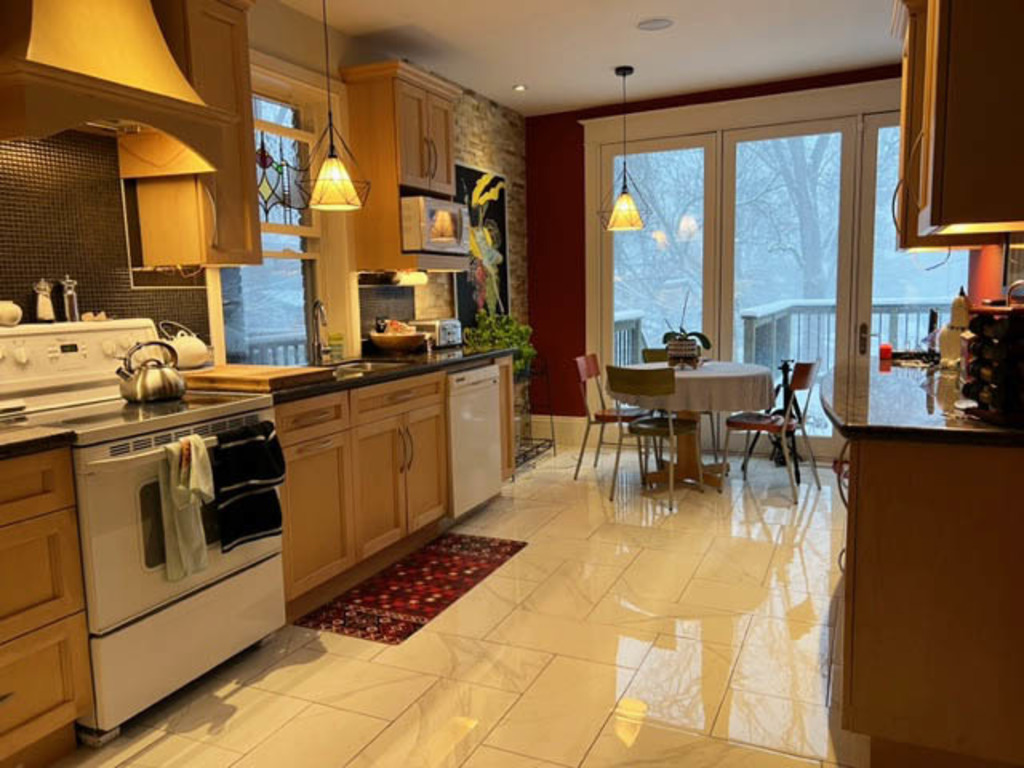 Main floor kitchen looking towards deck