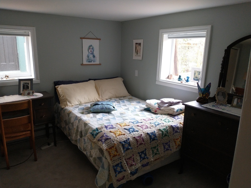 Downstairs bedroom and double bed