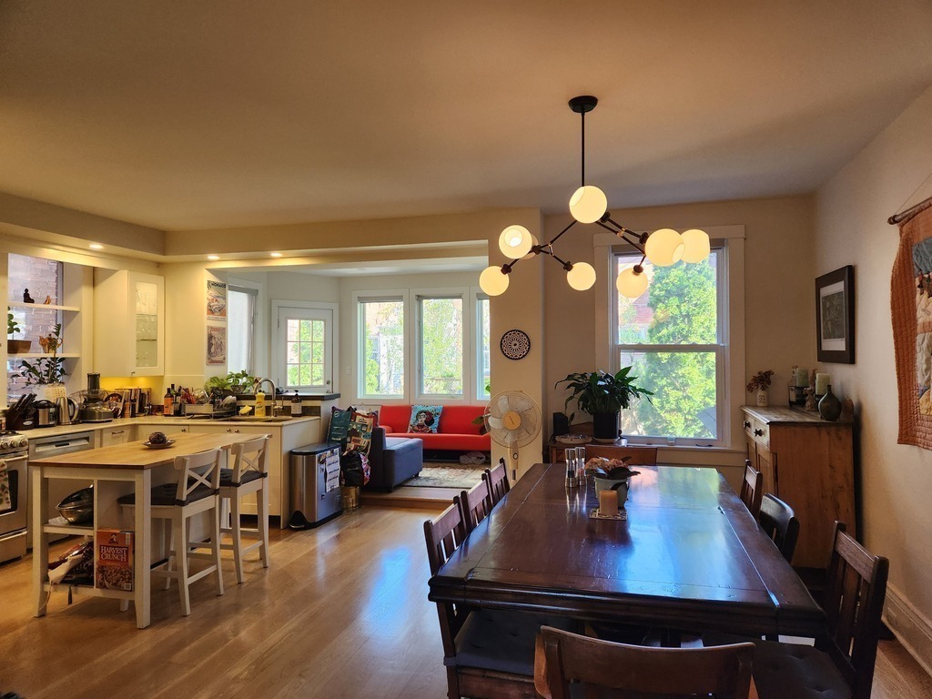 Open concept kitchen and dining room with lots of natural light