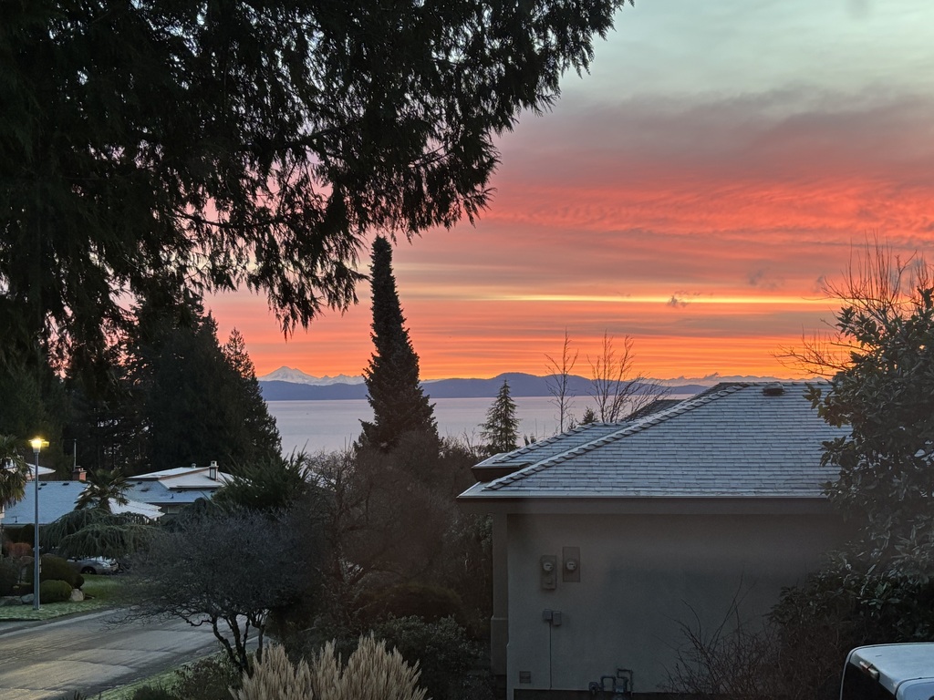 sunrise view from kitchen sink
