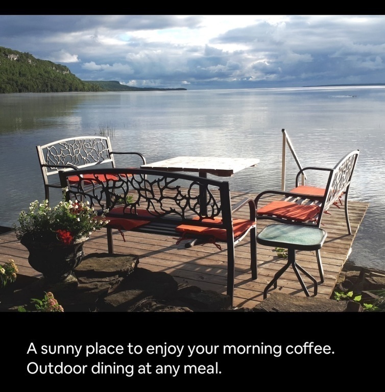 Dining deck by the water