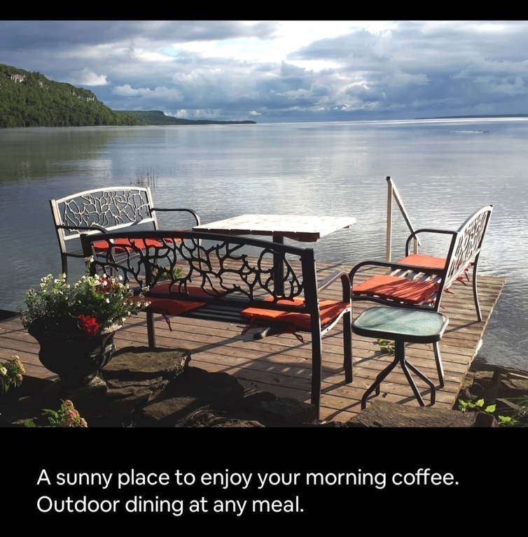 Dining deck by the water