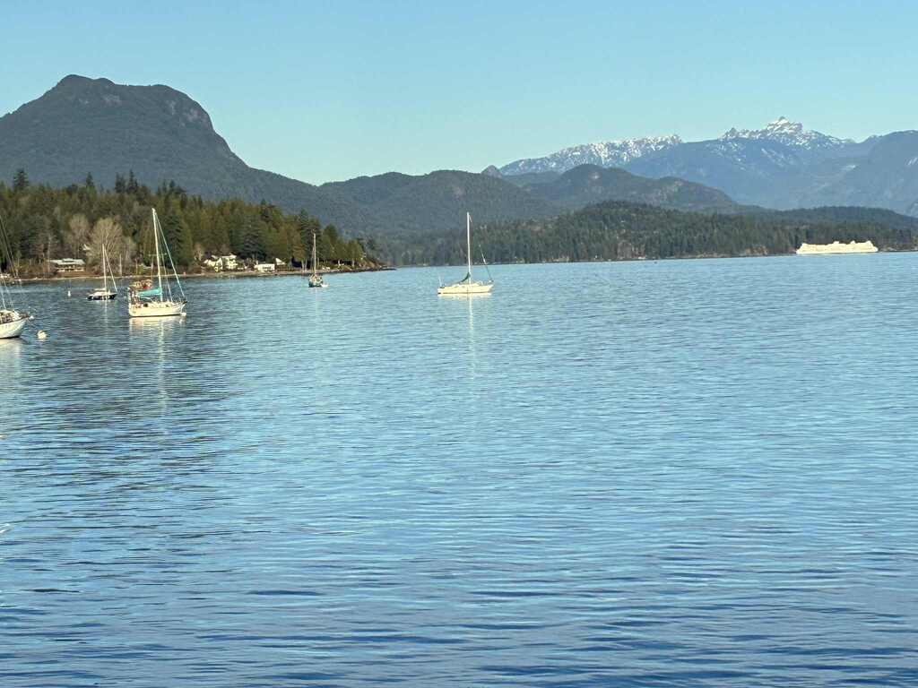 Sea front of Gibsons; here you can see the Sunshine Coast ferry - coming in from Horseshoe Bay bringing folks to and from the...