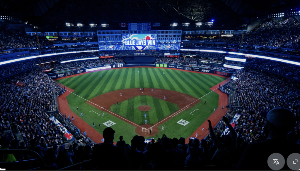 Toronto is home to the Toronto Blue Jays and the dome is an amazing place to watch a game!