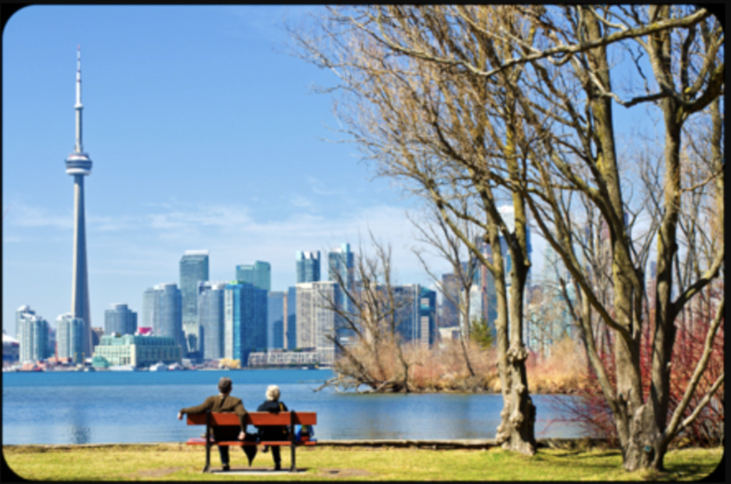 Skyline of Toronto from Toronto Island.  Rent a kayak or take the ferry for a beautiful day. 