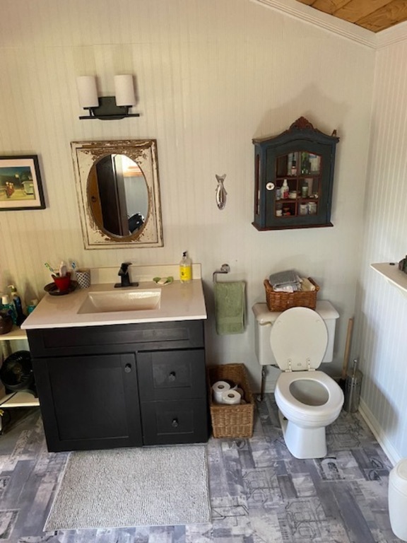 Large bathroom has a shower.