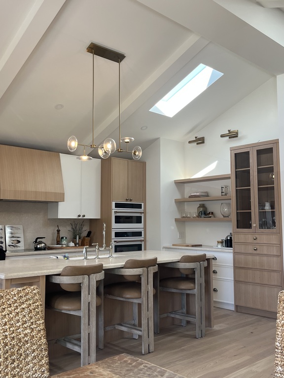 Newly renovated kitchen with marble countertops 