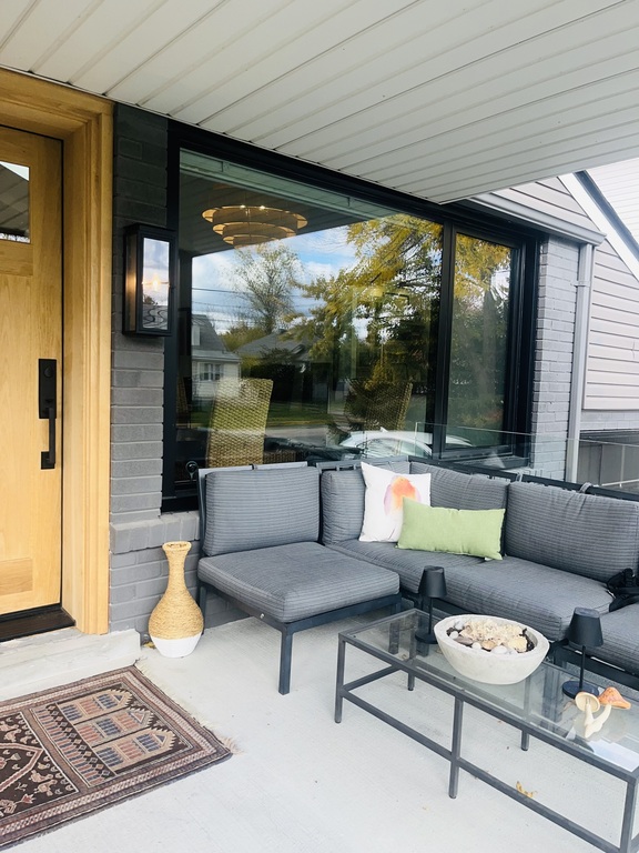 Lounge seating on front porch