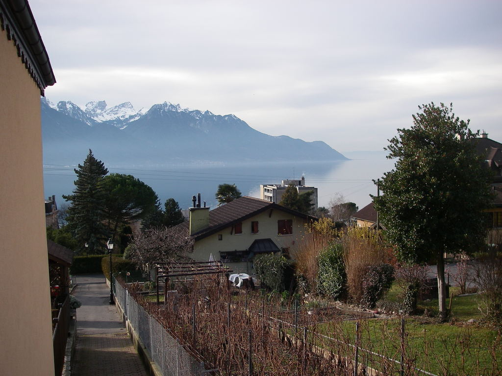 Le lac Léman et les montagnes depuis notre terrasse