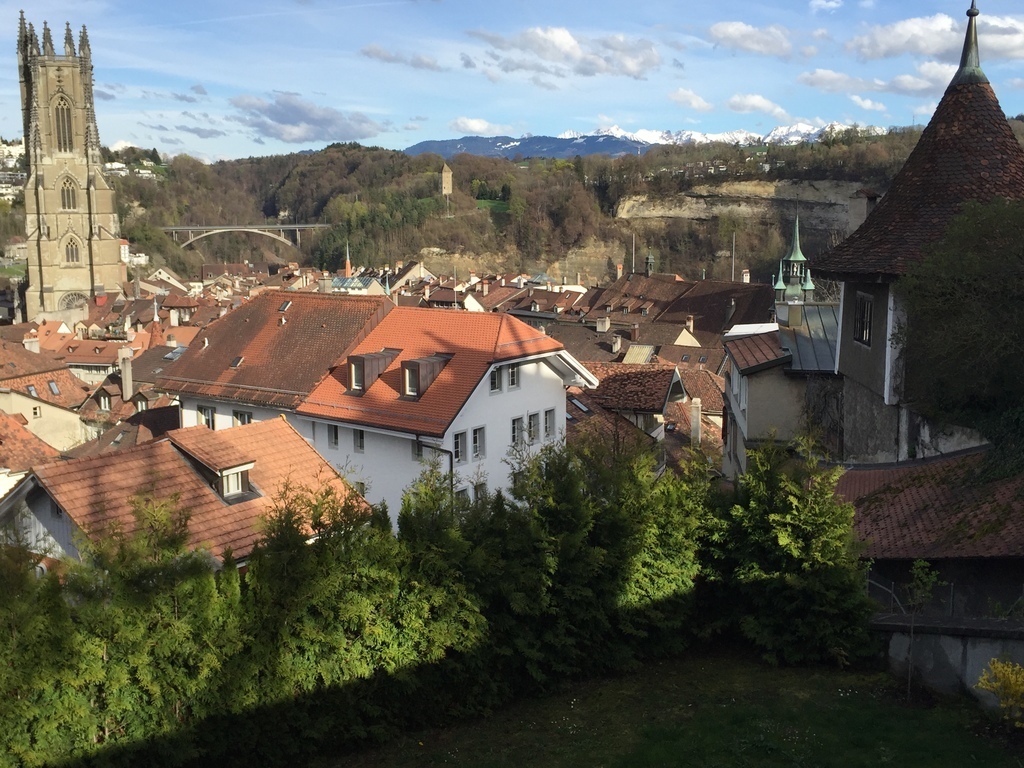 Fribourg and alps (behind) in springtime
