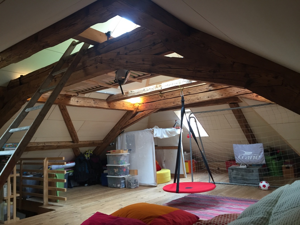 Kids playground under the rooftop