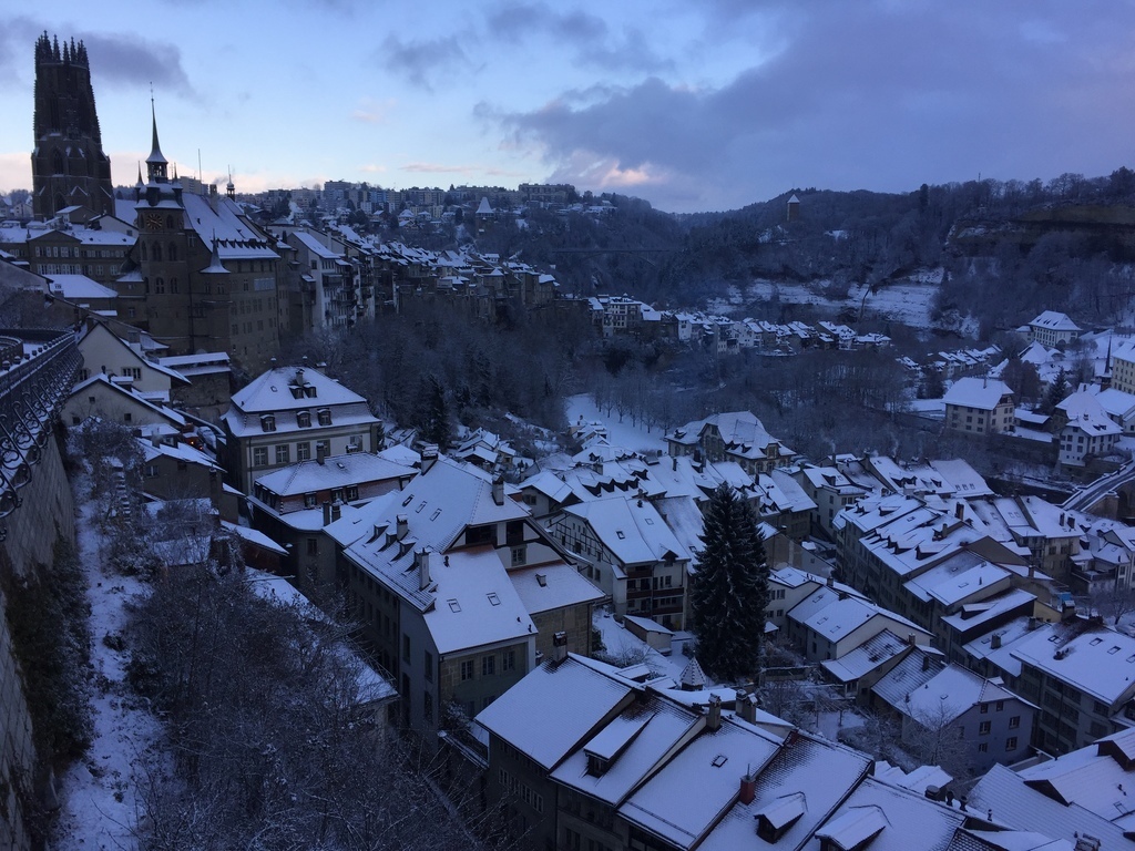 old part of the city in winter
