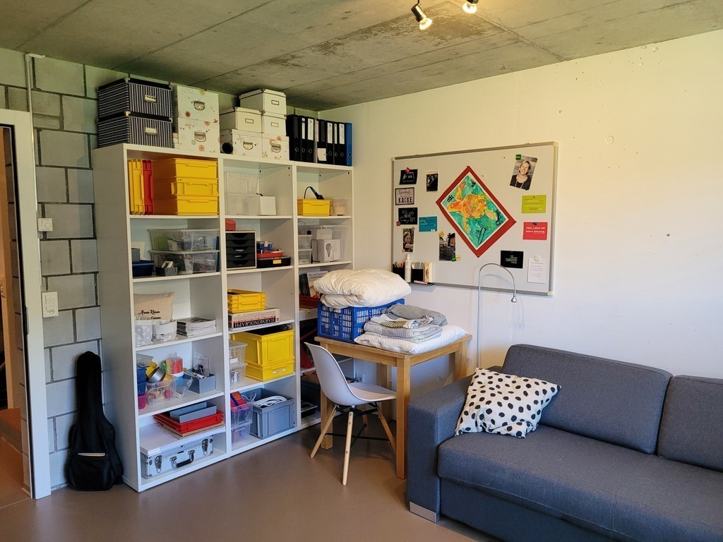 Craft room in the basement