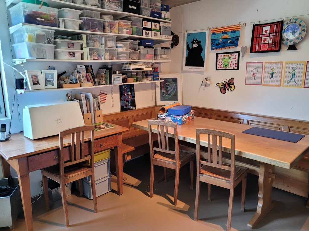 Craft room in the basement