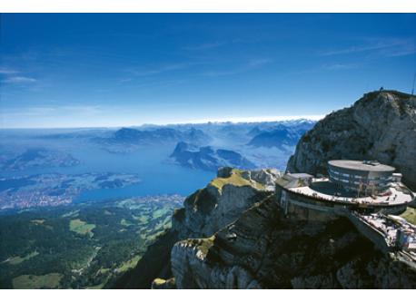 The top of mount Pilatus with a breathtaking panoramaview.
