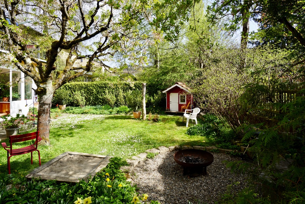 sandpit and playhouse