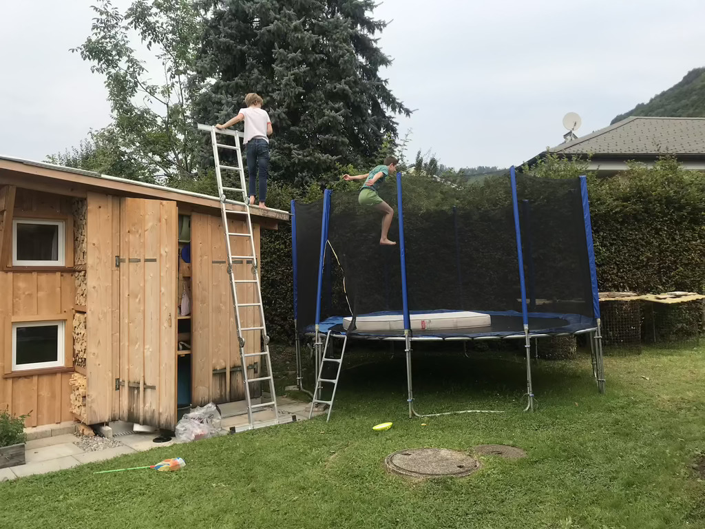 second home - trampoline outside