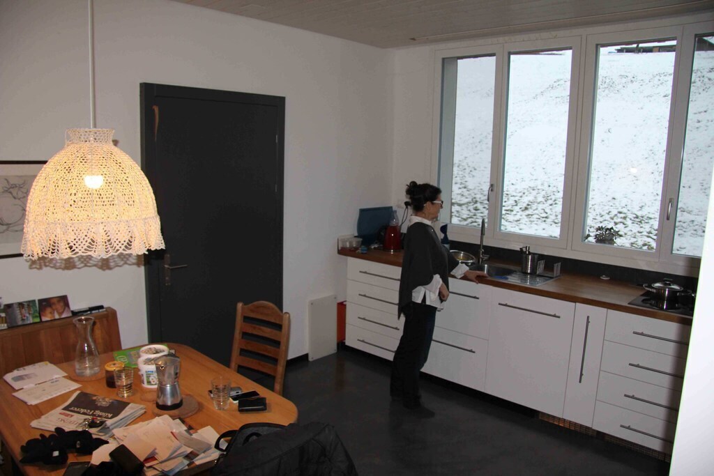 Blick aus dem Küchenfenster im Winter