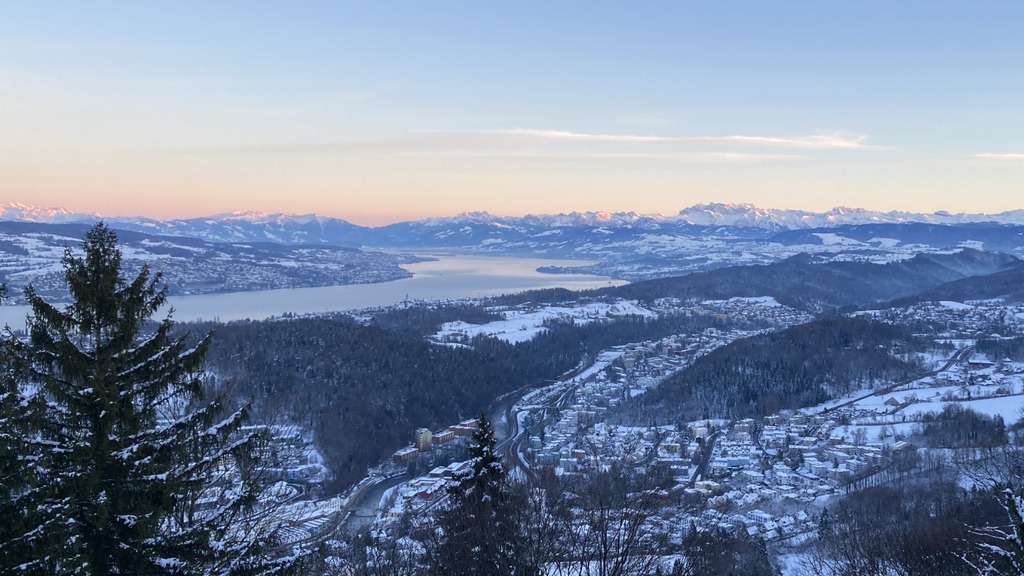 Aussicht im Winter vom Uetliberg aus - Wanderung von 1 Stunde vom Haus aus.