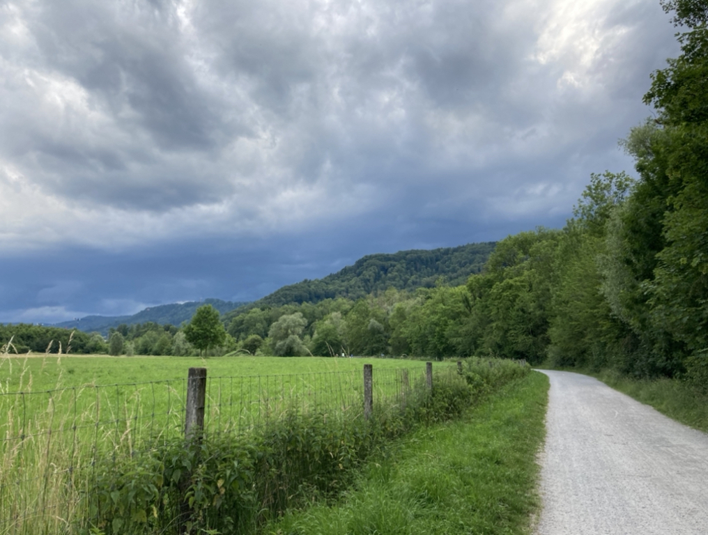 Fuss- und Veloweg durch die Allmend in die City.