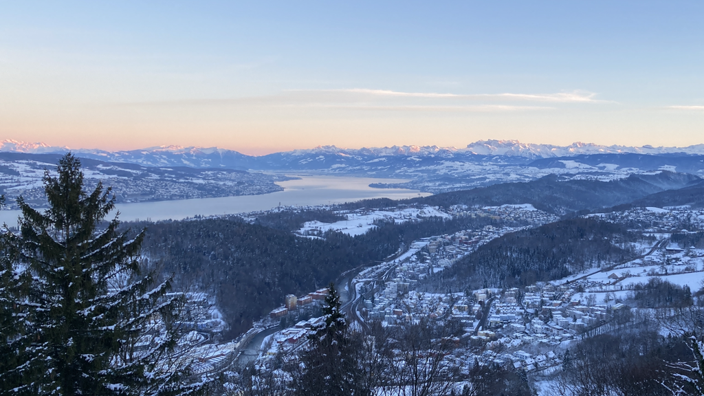 Aussicht im Winter vom Uetliberg aus - Wanderung von 1 Stunde vom Haus aus.