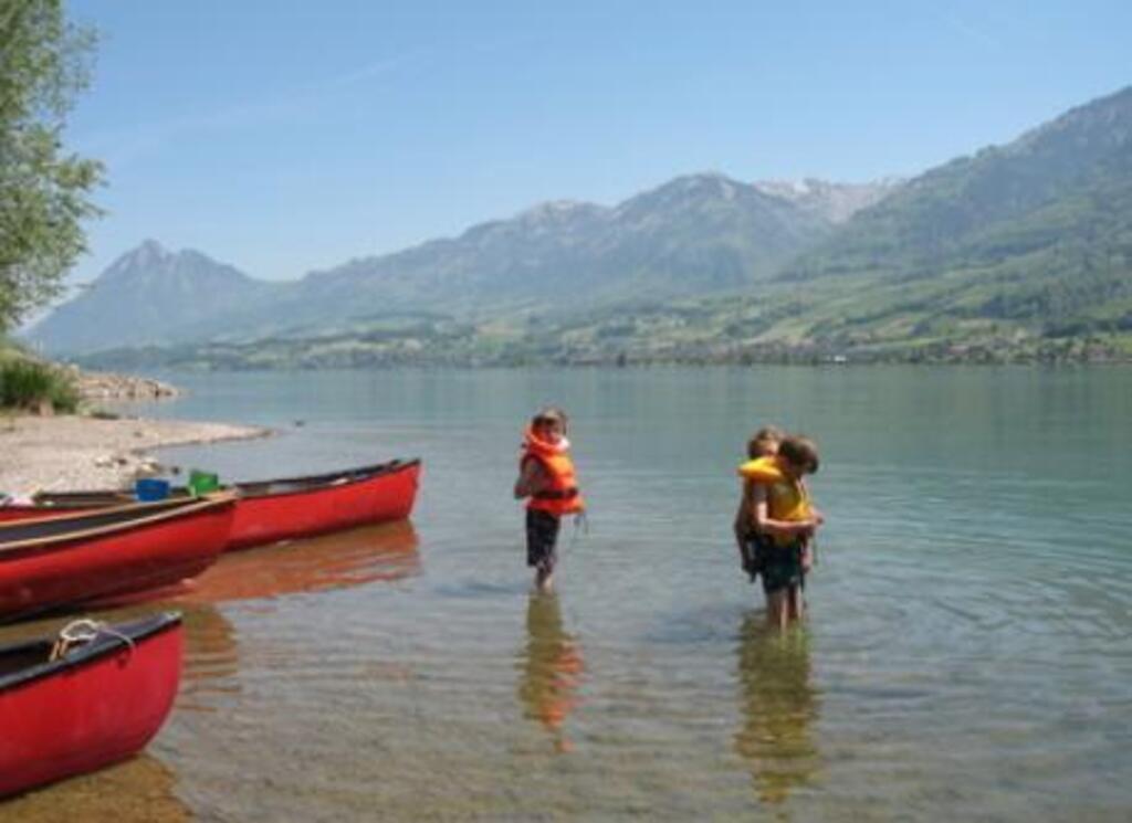 with the canoe on the lake of Sarnen
