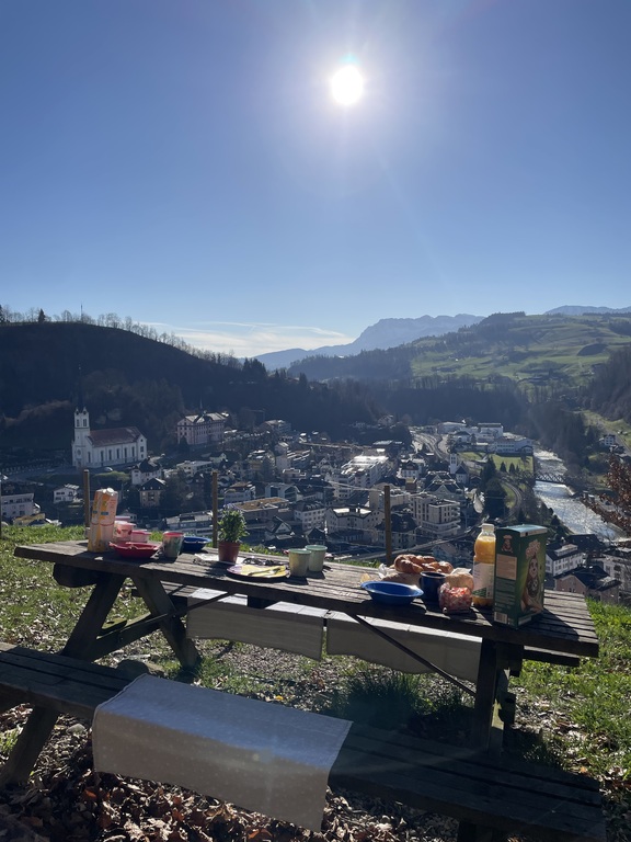 The village seen from the hill opposite the house.