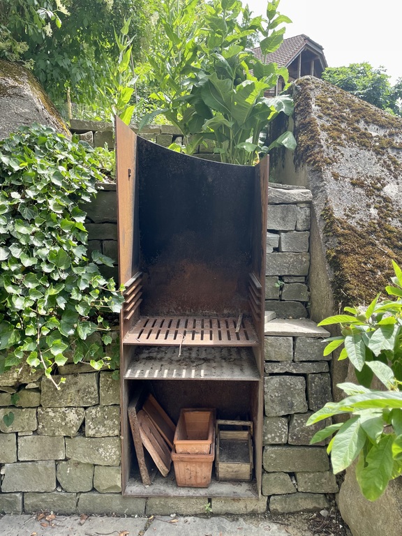 The barbecue in the garden.