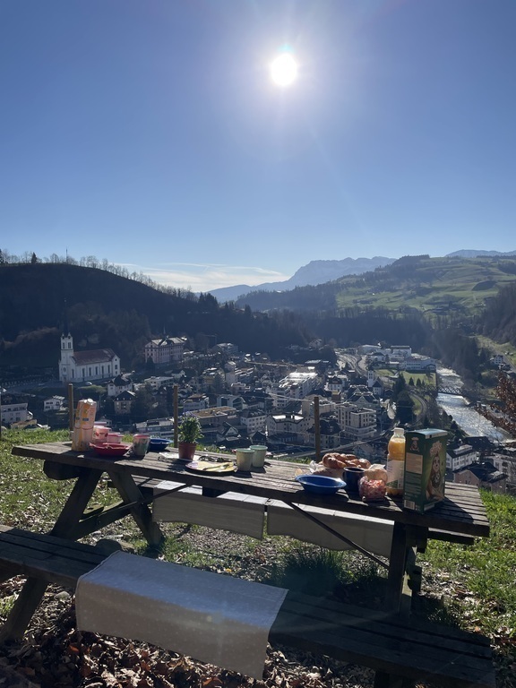 The village seen from the hill opposite the house.
