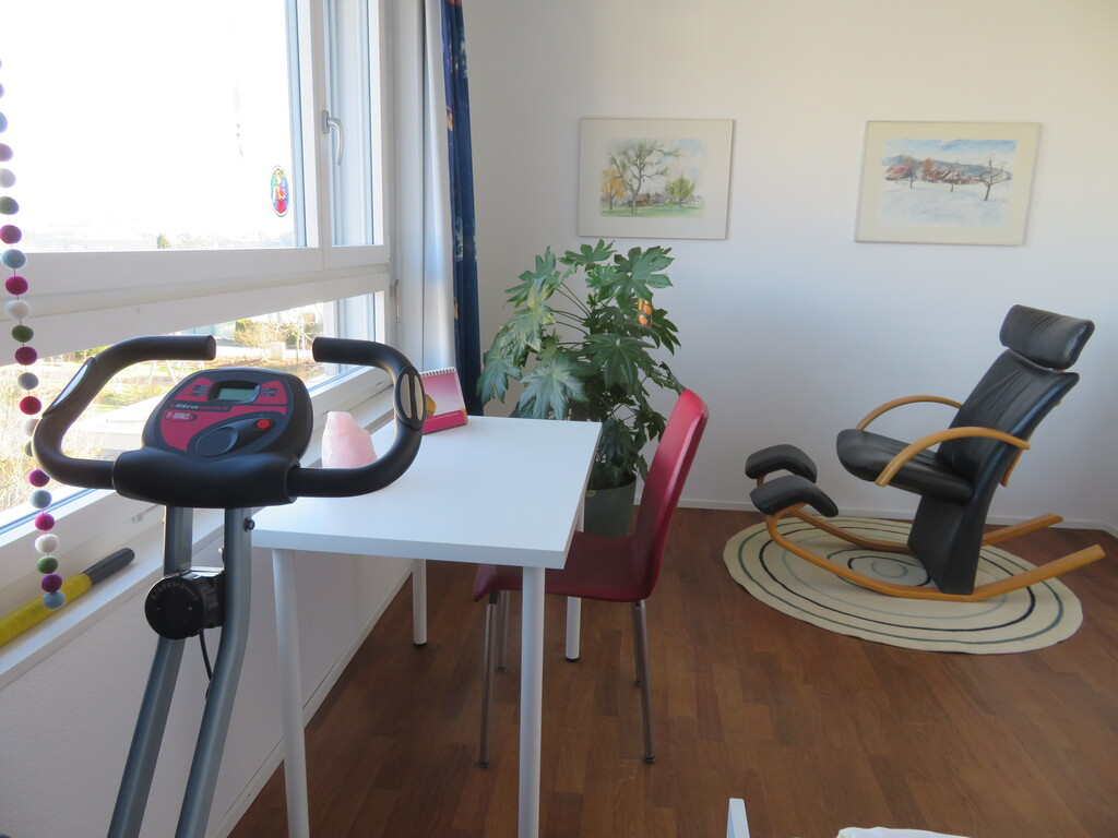 bedroom, bike, rocking chair