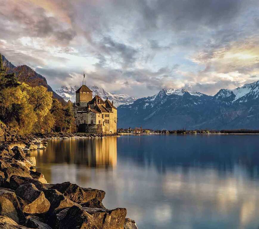 Chillon's castle, not far away from our house. You can go there by boat !